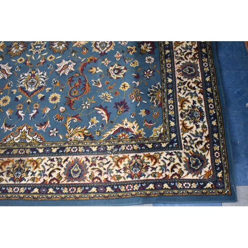 525 - A Patterned Woollen Carpet Square on Blue Ground, 280x200cm