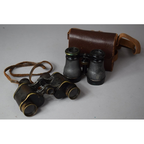 67 - A Pair of WWI Military Binoculars with War Department Stamps and Dated 1915 Together with a Cased Pa... 