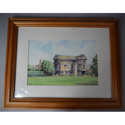 97 - A Pine Framed Watercolour Depicting Half Timbered House, 28.5cm wide