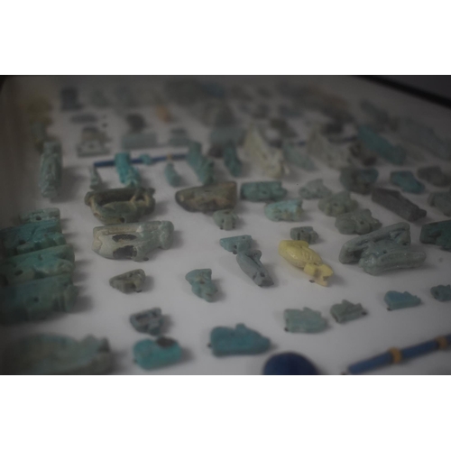 253 - A Cased Collection of Approximately 134 Egyptian Ptolemaic Ancient Faience Beads to Include Some Gla... 