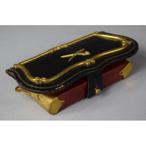 106 - A 19th Century Leather Military Message Pouch with Cross Sword and Quill Decoration in Gilt, 16cm wi... 