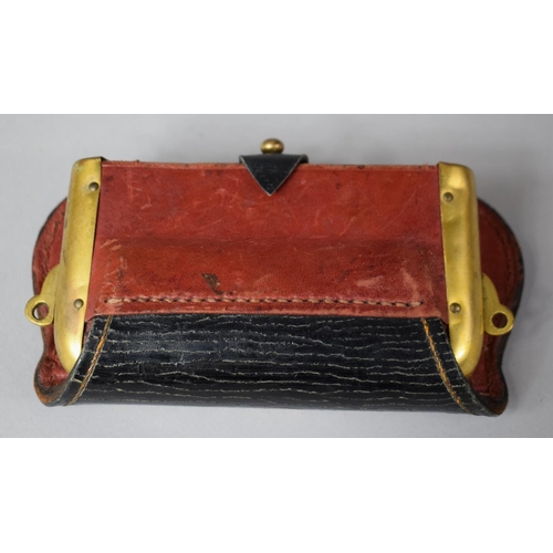 106 - A 19th Century Leather Military Message Pouch with Cross Sword and Quill Decoration in Gilt, 16cm wi... 