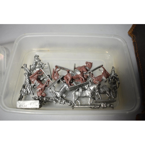 186 - A Collection of Painted and Unpainted Metal Wargaming Figures Together with Wargaming Instructions i... 