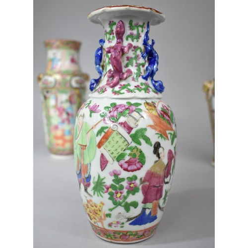 225 - A Collection of Three 19th Century Chinese Canton Famille Rose Vases to Include Two Examples Featuri... 