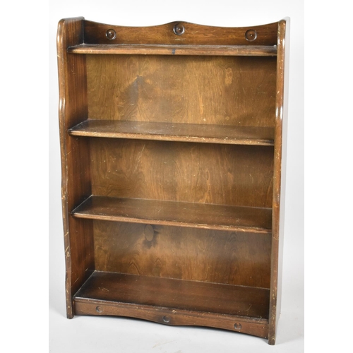 62 - A Mid 20th Century Oak Four Shelf Galleried Open Waterfall Bookcase, 64cm wide