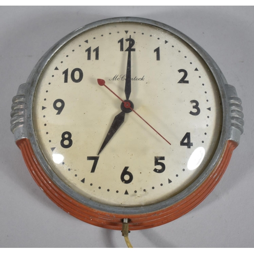 66 - An Art Deco Circular Wall Clock by McClintock, 17cm Diameter