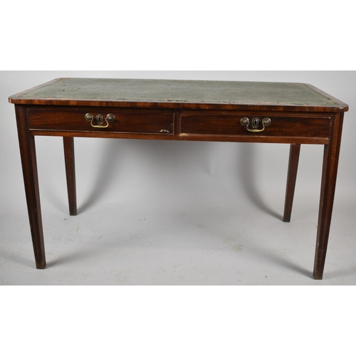 97 - A Late 19th/Early 20th Century Mahogany Veneered Two Drawer Side Table with Tooled Leather Writing S... 