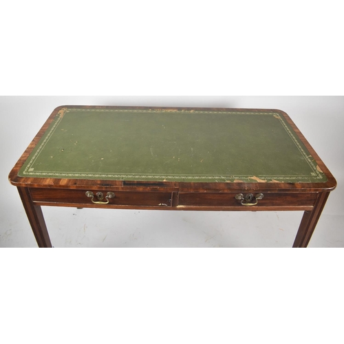 97 - A Late 19th/Early 20th Century Mahogany Veneered Two Drawer Side Table with Tooled Leather Writing S... 