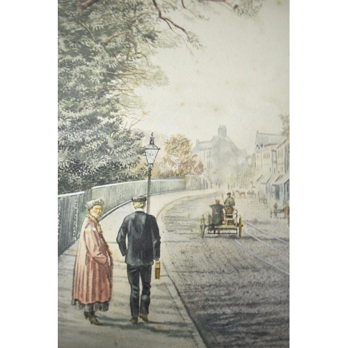 99 - A Framed Watercolour Depicting Edwardian Welsh Street,  Signed David Evans, 46cm Wide