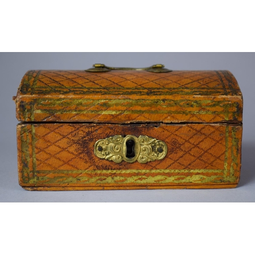 21 - A 19th Century Dome Topped Box in the Form of a Travelling Trunk Containing Bone Alphabetical and Nu... 