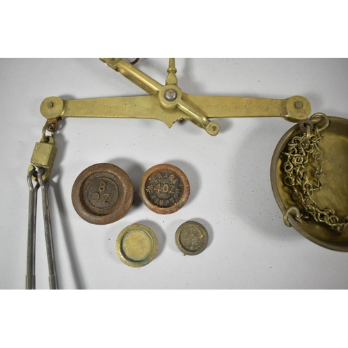 46 - A Late 19th Century Wooden Cased Set of Brass Scales by Daniels, Class C-A 4lbs and Complete with So... 