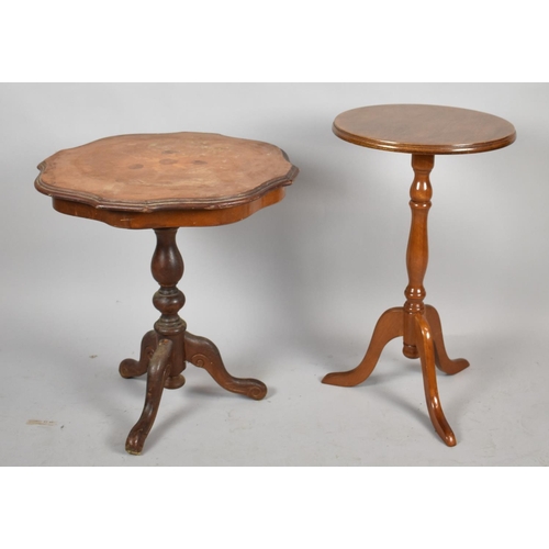 534 - An Inlaid Italian Tripod Table and a Small Modern Mahogany Wine Table