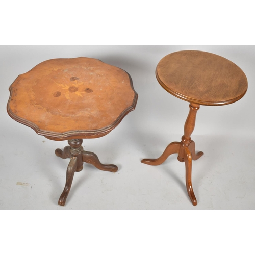 534 - An Inlaid Italian Tripod Table and a Small Modern Mahogany Wine Table