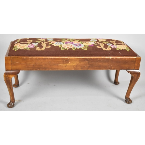 536 - A Mid 20th Century Mahogany Framed Duet Stool with Tapestry Upholstery, 98cm wide