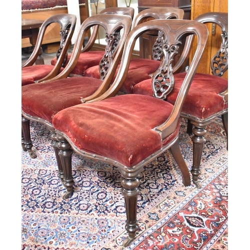 541 - A Set of Six Late Victorian Mahogany Framed Wheel Back Dining Chairs with Red Velvet Upholstery