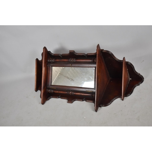 562 - A Mid 20th Century Mahogany Wall Hanging Corner Shelf/Cabinet with Mirrored Door, 117cm high