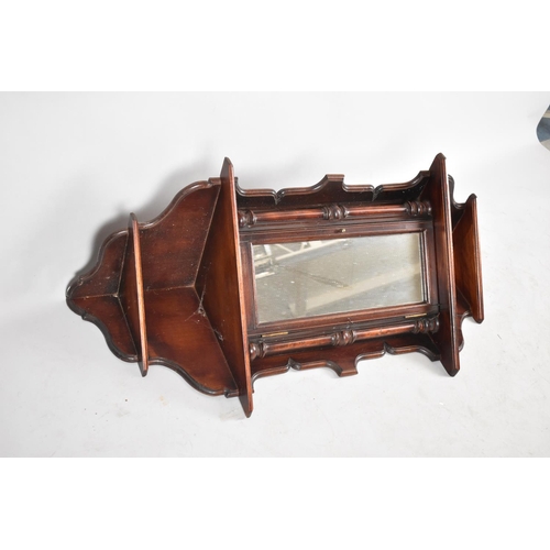 562 - A Mid 20th Century Mahogany Wall Hanging Corner Shelf/Cabinet with Mirrored Door, 117cm high