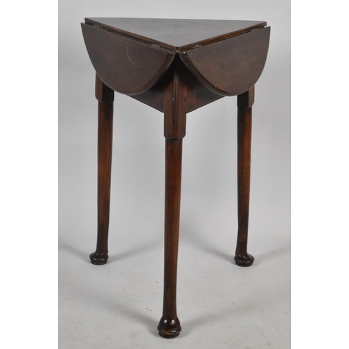 564 - A 19th Century Mahogany Twist Top Drop Leaf Triangular Table on Cricket Supports