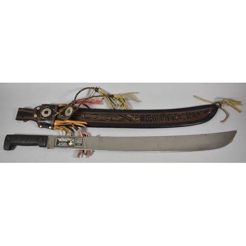 67 - A South American Souvenir Machete by Collins & Co. with Tooled Leather Scabbard Inscribed Guatemala,... 