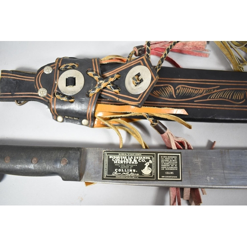 67 - A South American Souvenir Machete by Collins & Co. with Tooled Leather Scabbard Inscribed Guatemala,... 