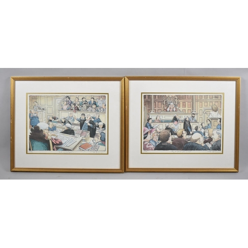 287 - A Pair of Limited Edition Bob Farndon Prints Depicting Scenes in Court, 114/750, 41cm wide