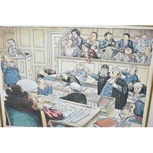 287 - A Pair of Limited Edition Bob Farndon Prints Depicting Scenes in Court, 114/750, 41cm wide