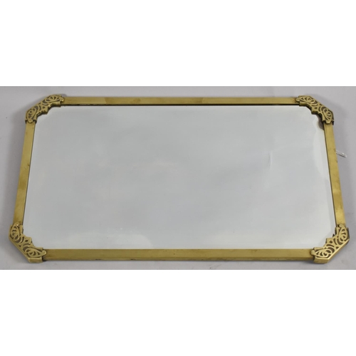 288 - A Mid 20th Century Brass Framed Rectangular Wall Mirror with Bevelled Glass, 63cm wide