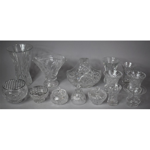 293 - A Collection of Various Glassware to include Vases, Rose Bowls, Basket Etc