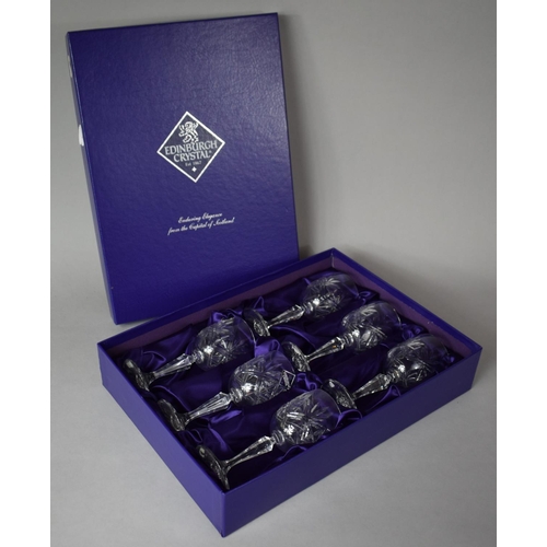 295 - A Boxed Set of Six Edinburgh Crystal Small Wine Glasses