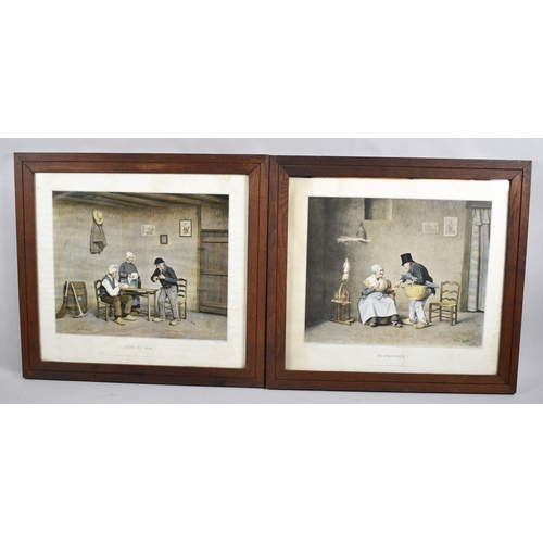 297 - A Pair of Oak Framed Jean Moreau French Prints, Each 50cm wide