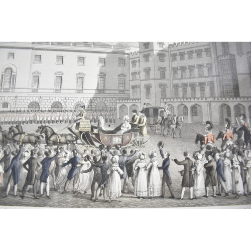 299 - A Framed Coloured Engraving, The Queen Returning form the House of Lords, 36cm wide