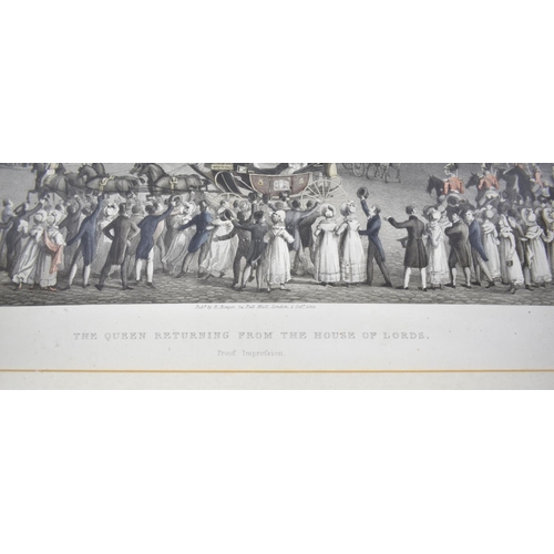 299 - A Framed Coloured Engraving, The Queen Returning form the House of Lords, 36cm wide