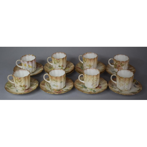 313 - A Doulton of Burslem Blush Ivory Floral Pattern Coffee Set to Comprise Ten Saucers and Eight Cans