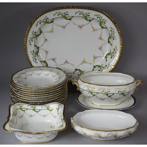 315 - A Royal Crown Derby Floral Swag and Gilt Decorated Part Dinner Service to comprise Large Serving Dis... 