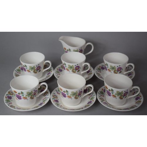 319 - A Late 20th Century Queen Anne Floral Pattern Teaset to Comprise Six Cups, Milk Jug and Six Saucers