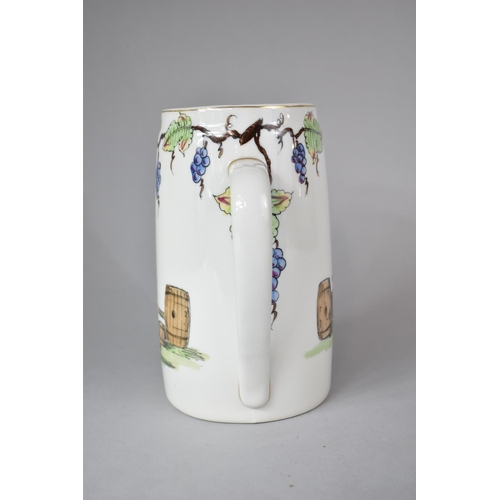 326 - A Hand Painted Spanish Wine Jug Decorated with Transfer Scene Depicting Figures at Water Pump, 22cm ... 