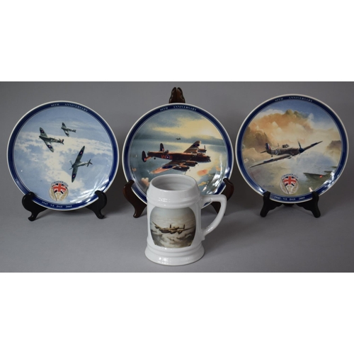 328 - A Collection of Three Wedgwood Commemorative VE Day Plates and an Harbourside Poole Lancaster Tankar... 