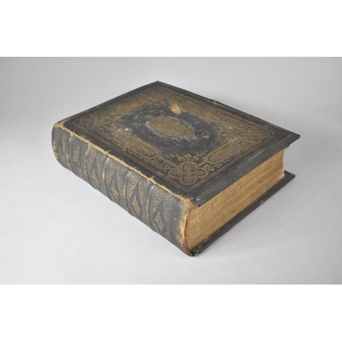 355 - A 19th Century Tooled Leather, Gilt Decorated and Brass Clasped Rev. John Brown's Illustrated Family... 