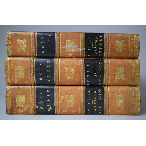 356 - Three 1818 Leather Bound Editions of the Holy Bible (Vol I, II & III) Printed and Arranged by The Re... 