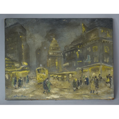 362 - A Mounted Oil on Canvas Depicting City Street Scene, Signed John Sloan (American 1871-1951), 40x30cm