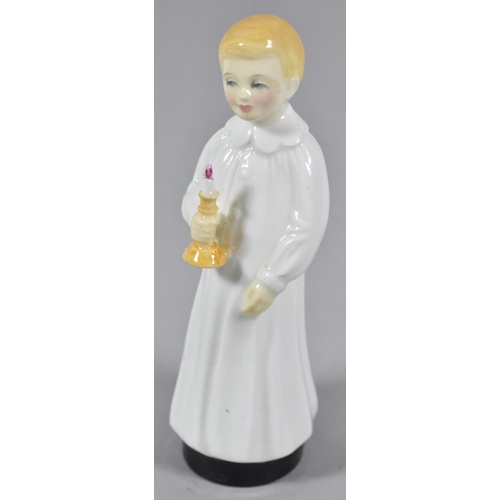 367 - A Figure of Boy in Nightshirt Holding Candle, Possibly Worcester Doughty but Unmarked, 15cm high