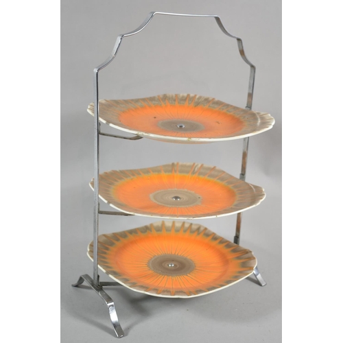 378 - A Vintage Shelley Three Tier Cake Stand, 39cm high