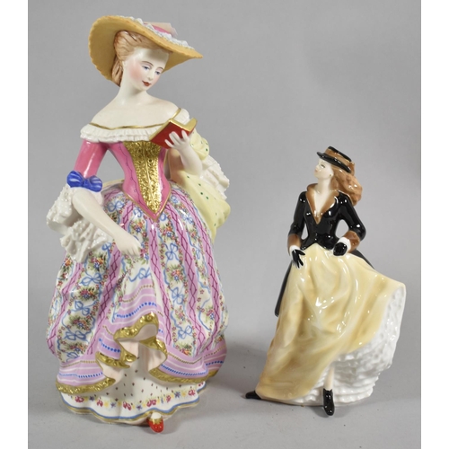 383 - A Victorian and Albert Limited Edition Figure of Lady with Bonnet Reading Book Together with a Royal... 