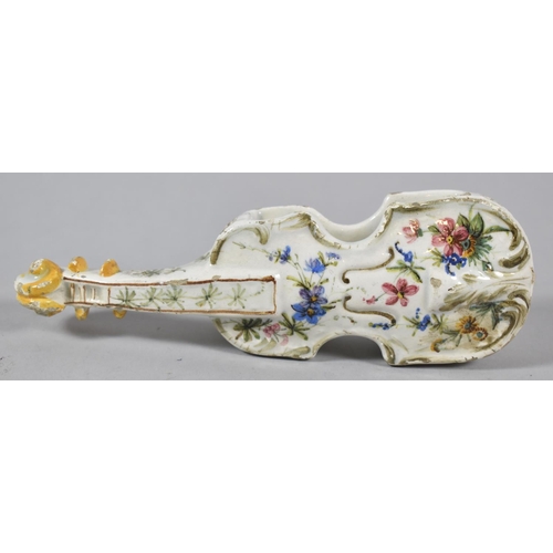 392 - A French Faience Hand Painted Wall Pocket in the Form of a Double Base Decorated with Wildflowers