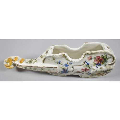 392 - A French Faience Hand Painted Wall Pocket in the Form of a Double Base Decorated with Wildflowers