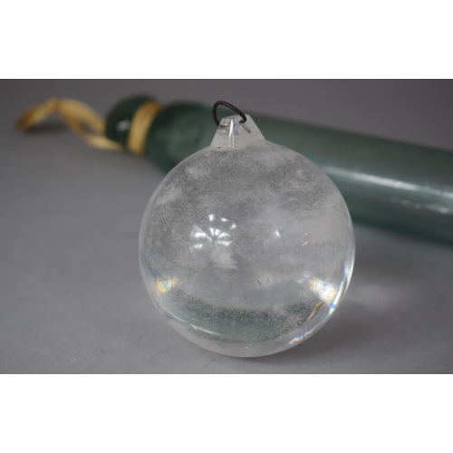 403 - A Victorian Glass Rolling Pin (One End AF) Together with a Glass Globular Bauble