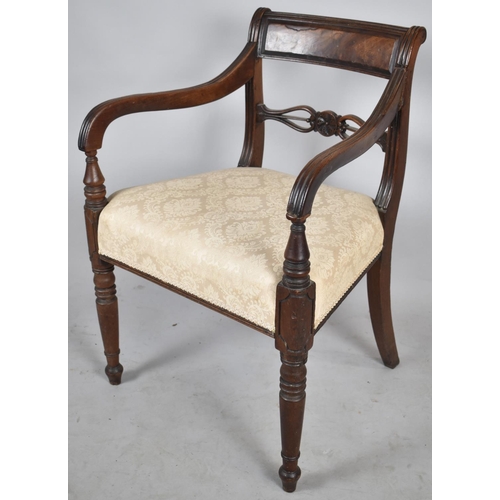 608 - A Mid 19th Century Mahogany Framed Armchair with Upholstered Seat