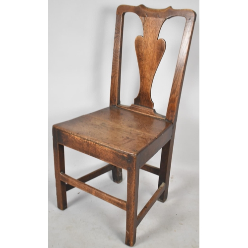 611 - A 19th Century Oak Queen Anne Style Hall Side Chair with Vase Splat