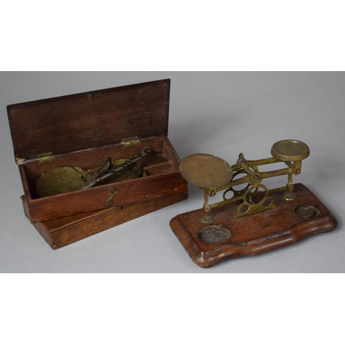 67 - A Small Set of Postage Scales on Mahogany Base, (Missing Weights) together with a Mahogany Cased Set... 