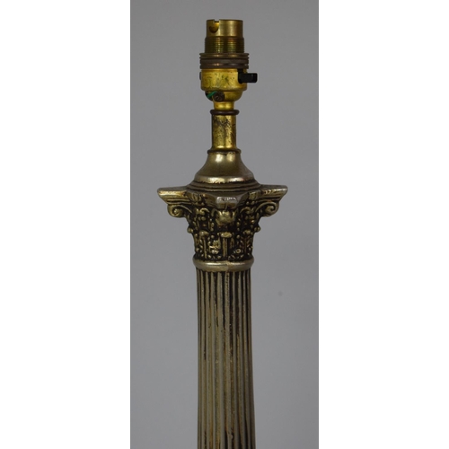 109 - A Corinthian Column Table Lamp on Square Plinth Base, 54cm high